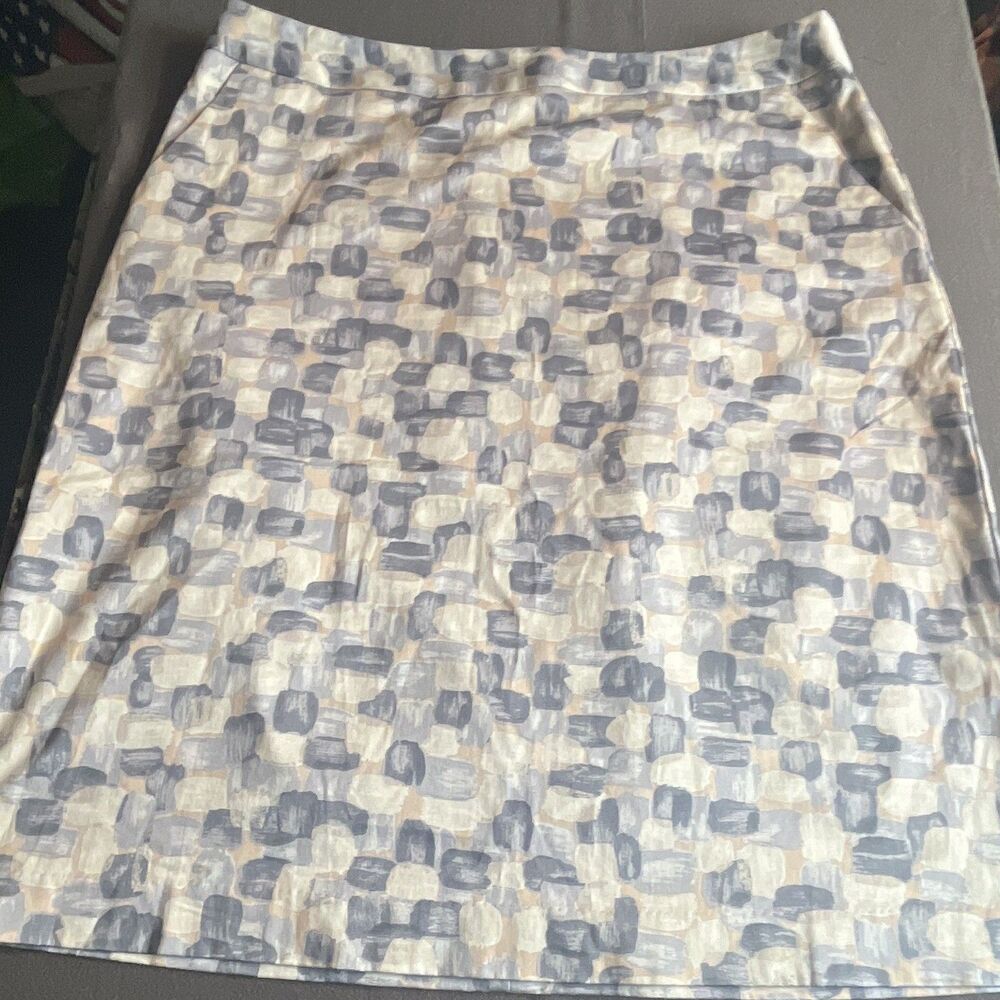 Jaclyn Smith Women's 12 Blue Gray Beige Geometric Pencil Skirt Knee Zip